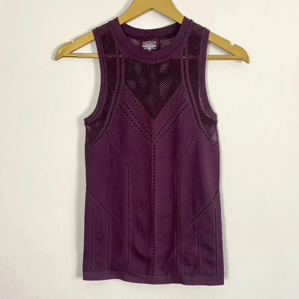 Athleta Purple Seamless Mesh Oxygen Tank Top